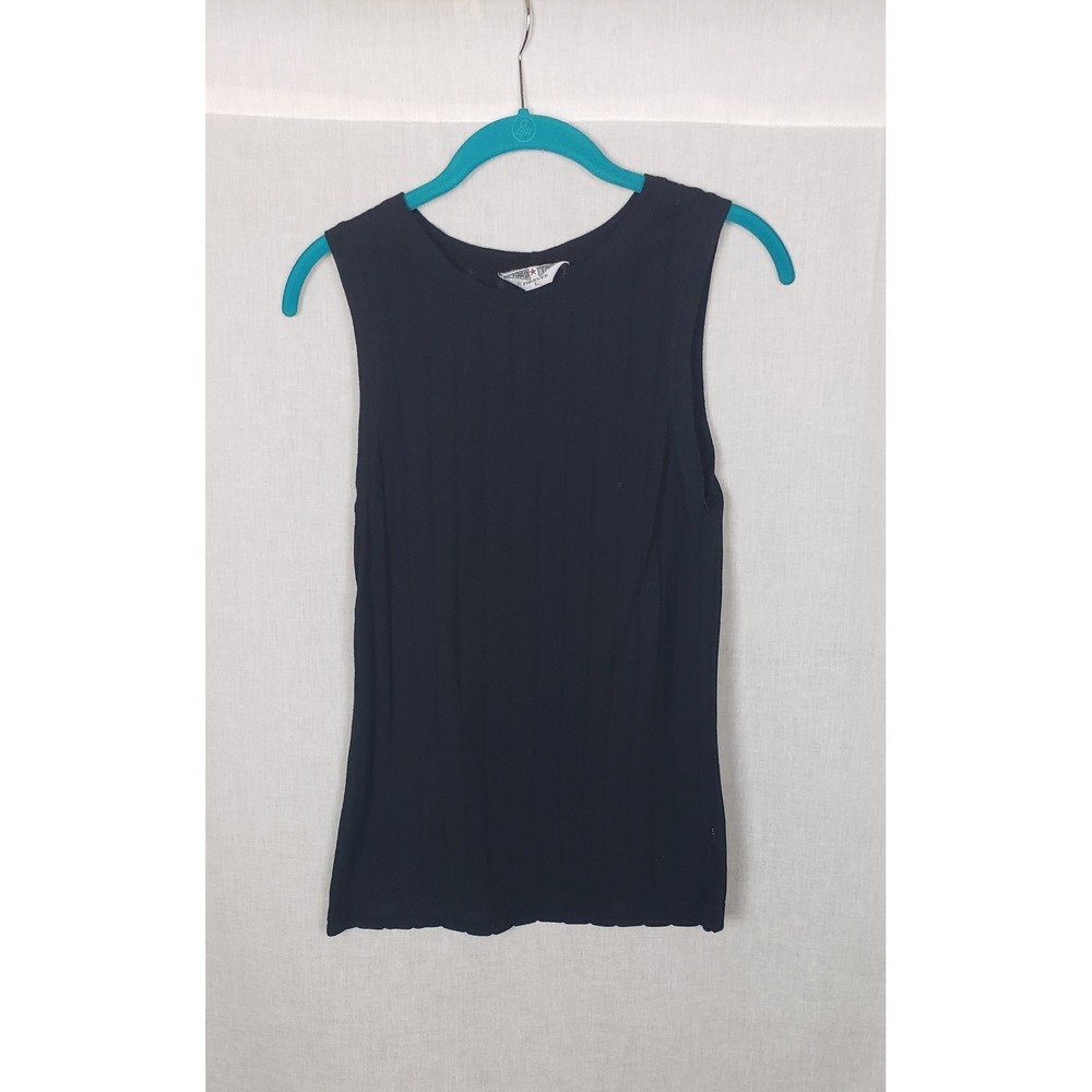 Hard Tail Forever Black Ribbed Sleeveless Tank Top Lettuce Hem L Athleisure Y2K